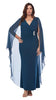 Long Stretch Jersey Dress with Chiffon Cape and Diamanté Trim