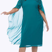 Midi Georgette Dress With Beaded Trim 693