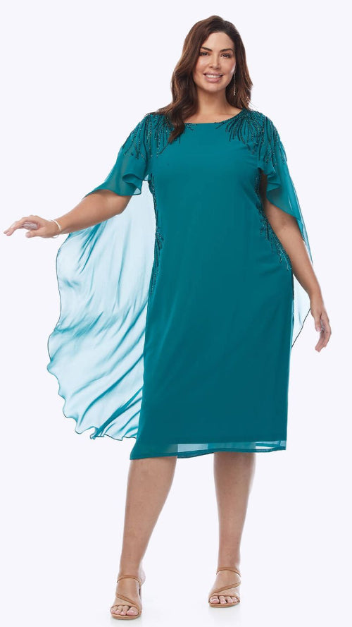 Midi Georgette Dress With Beaded Trim 693