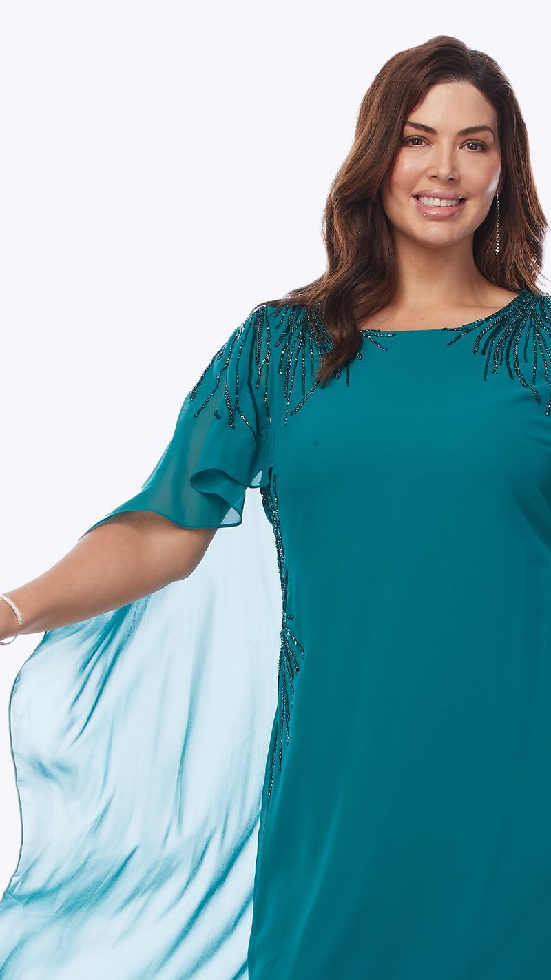 Midi Georgette Dress With Beaded Trim 693