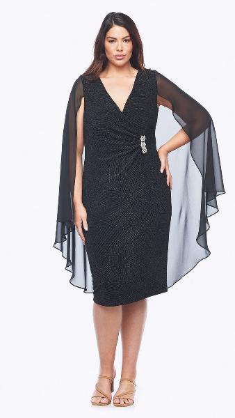 Cross Over Lurex & Chiffon Dress