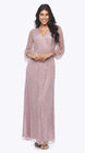 Long Sequin Wrap Dress with Peasant Sleeve - SALE 308