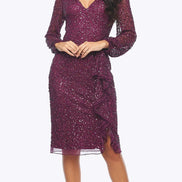 Beaded Peasant Sleeve Cocktail Dress 1495