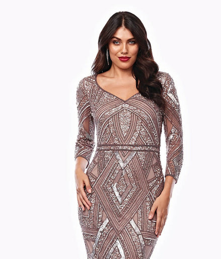 Long Art-Deco Sequined Dress - SALE