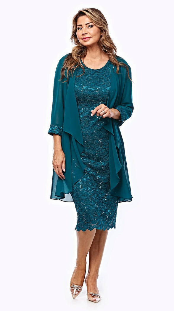 Embroidered Lace Dress and Jacket Set 491