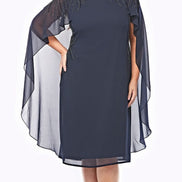 Midi Georgette Dress With Beaded Trim 693