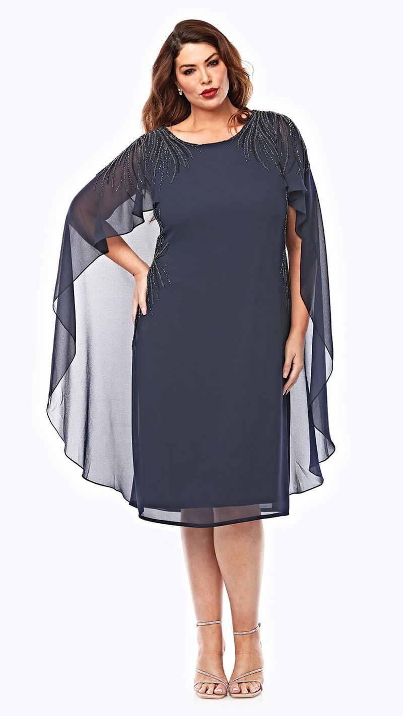 Midi Georgette Dress With Beaded Trim 693