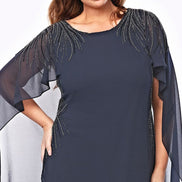Midi Georgette Dress With Beaded Trim 693