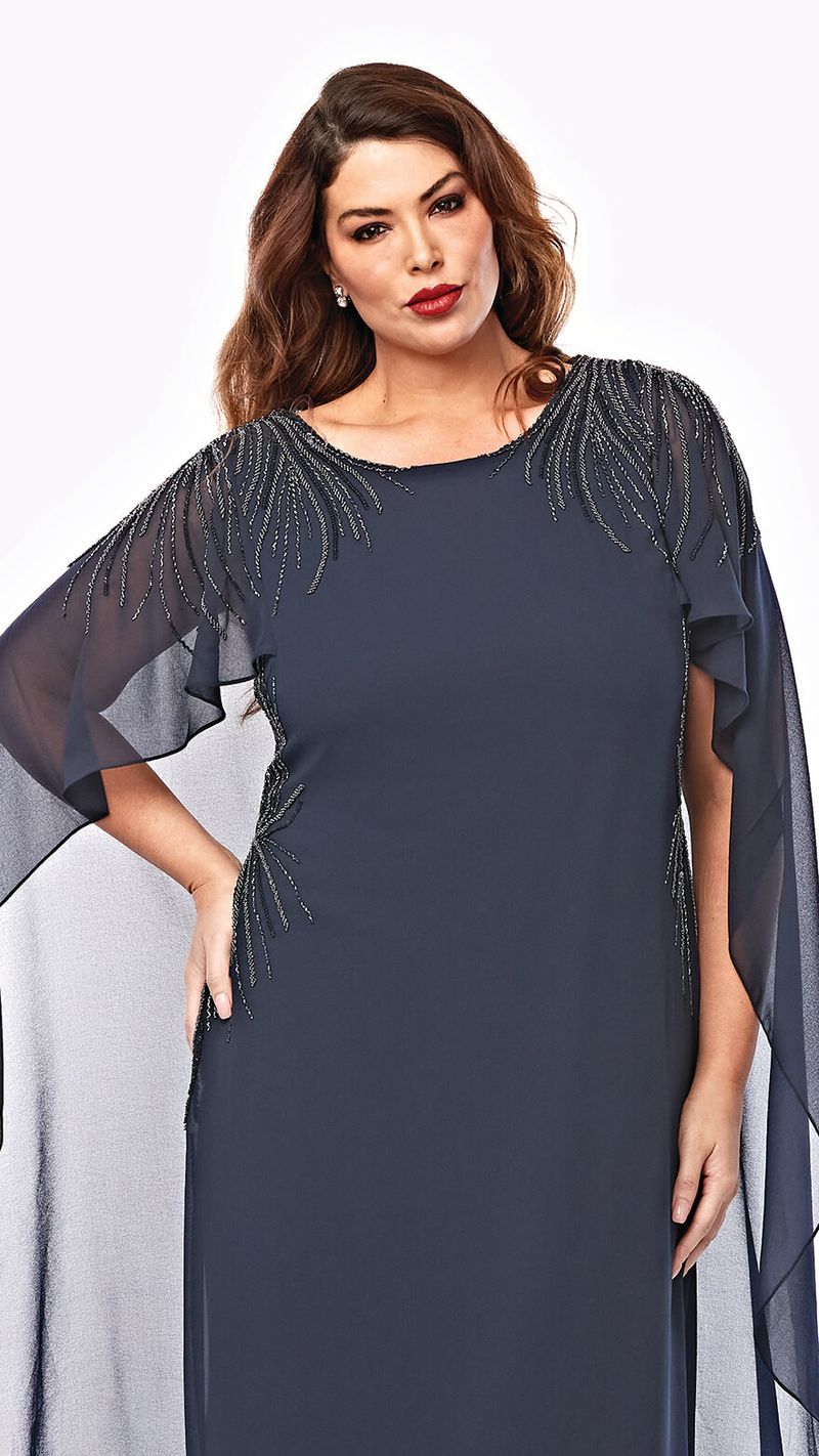 Midi Georgette Dress With Beaded Trim 693