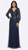 Sequin Long Sleeve Sheath Gown 416