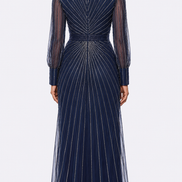 Sequin Long Sleeve Sheath Gown 416