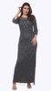 Long Beaded Gown with 3/4 Sleeves 373