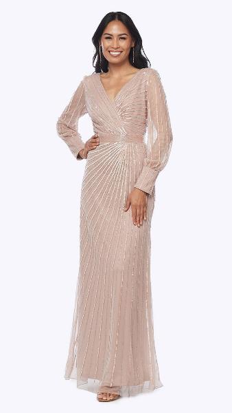 Sequin Long Sleeve Sheath Gown