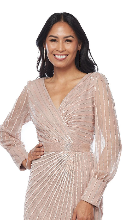 Sequin Long Sleeve Sheath Gown