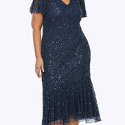 Stretch Sequins Midi Length Dress 840