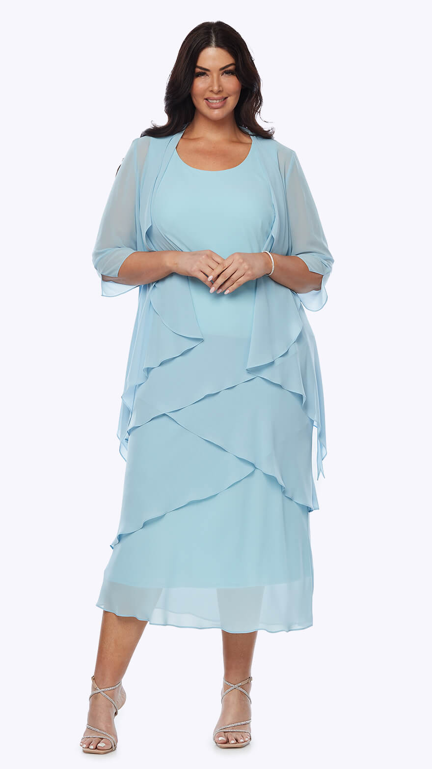 Chiffon Tier Layered Dress with Jacket 498