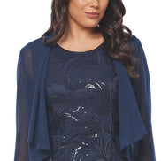 Embroidered Sequin Lace Dress with Chiffon Jacket 502