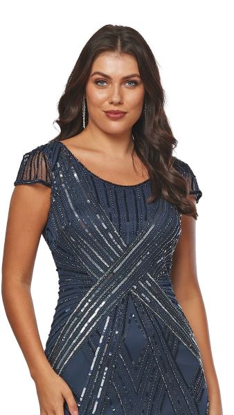 Floor Length Sequin Dress with Cap Sleeves