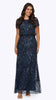 Long Beaded Tulle Blouson Dress