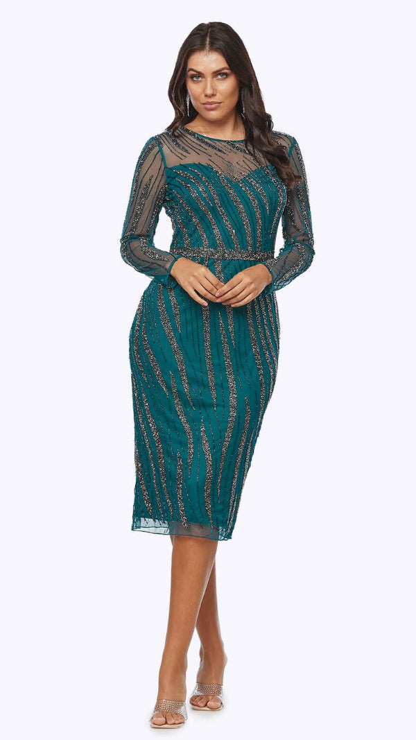 Sheer Sleeve, Beaded Dress 1594