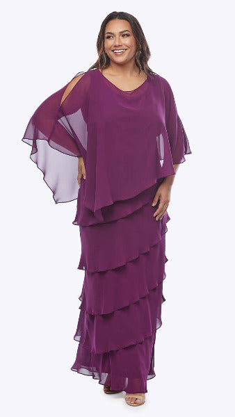 Long Chiffon Layered Dress