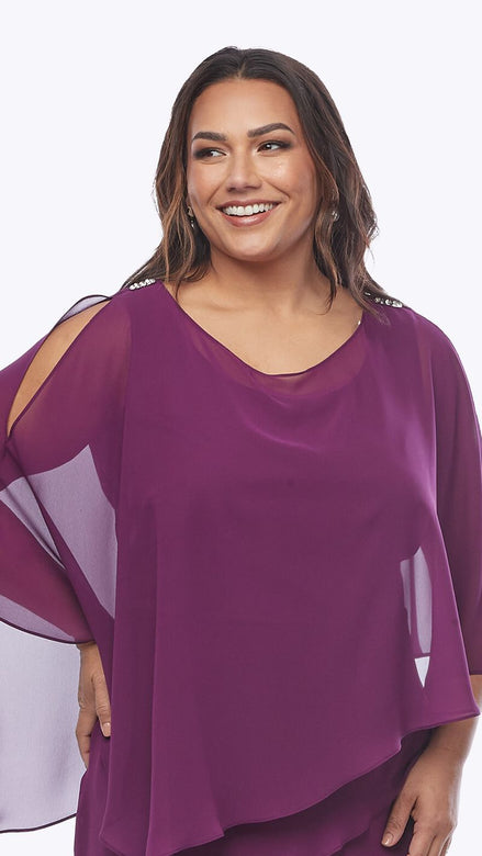 Long Chiffon Layered Dress