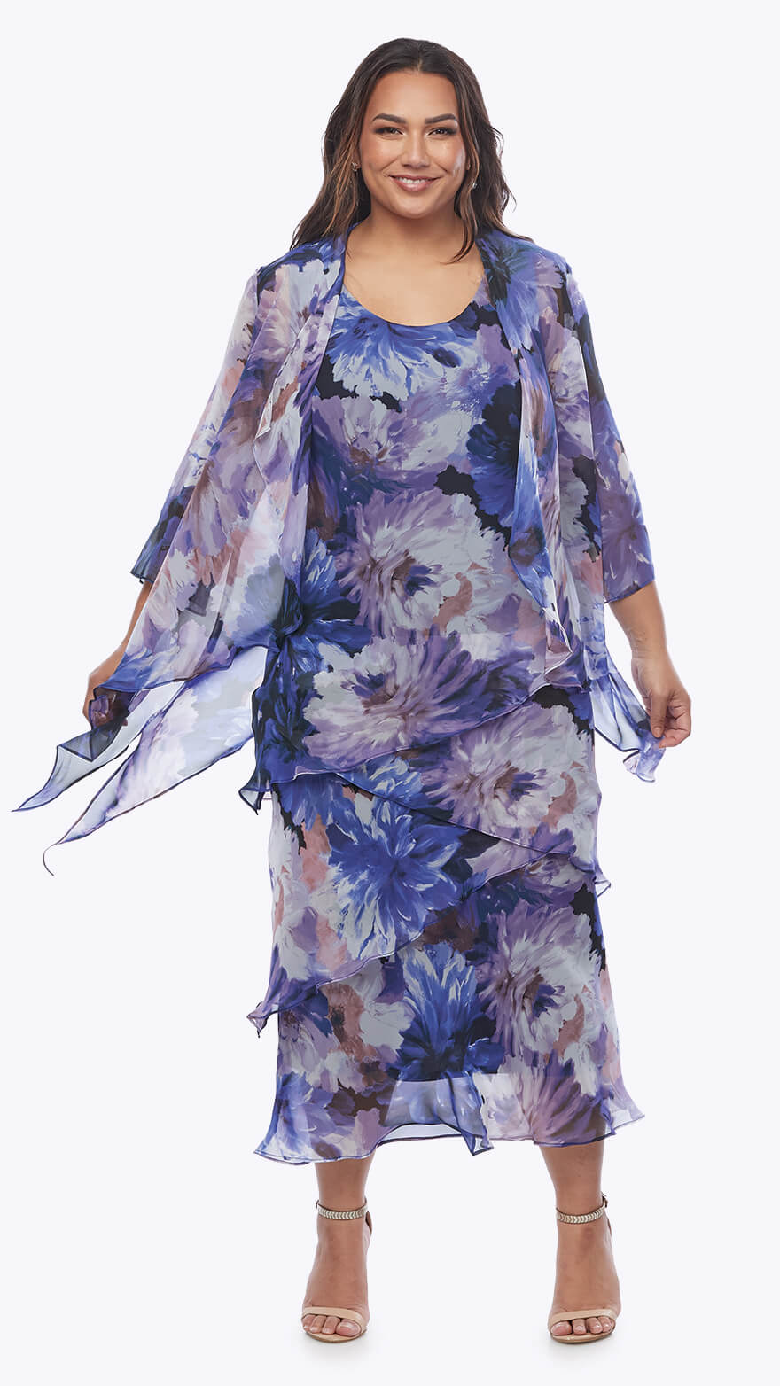 Chiffon Tier Layered Dress with Jacket 498