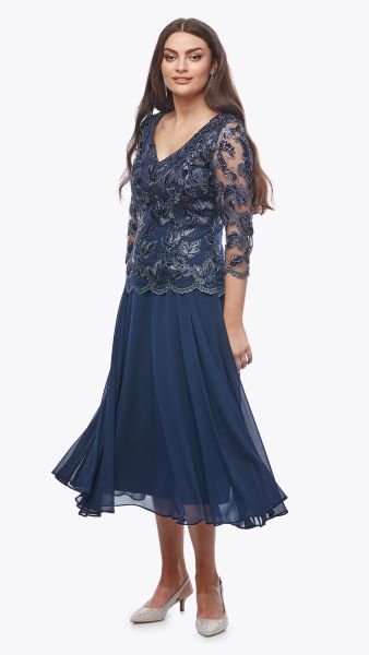Embroidered Lace Bodice with Full Chiffon Skirt