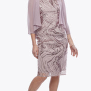 Mid-Length Sequin Dress with Chiffon Jacket 511