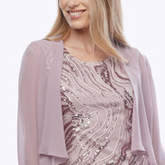 Mid-Length Sequin Dress with Chiffon Jacket 511
