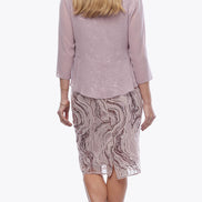 Mid-Length Sequin Dress with Chiffon Jacket 511
