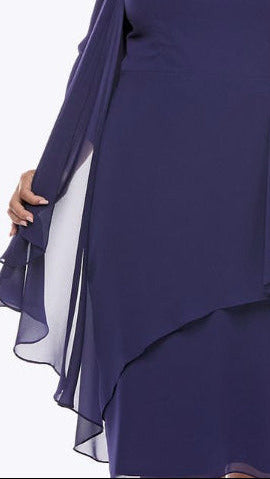 Chiffon V-Neck Dress & Jacket Set 710