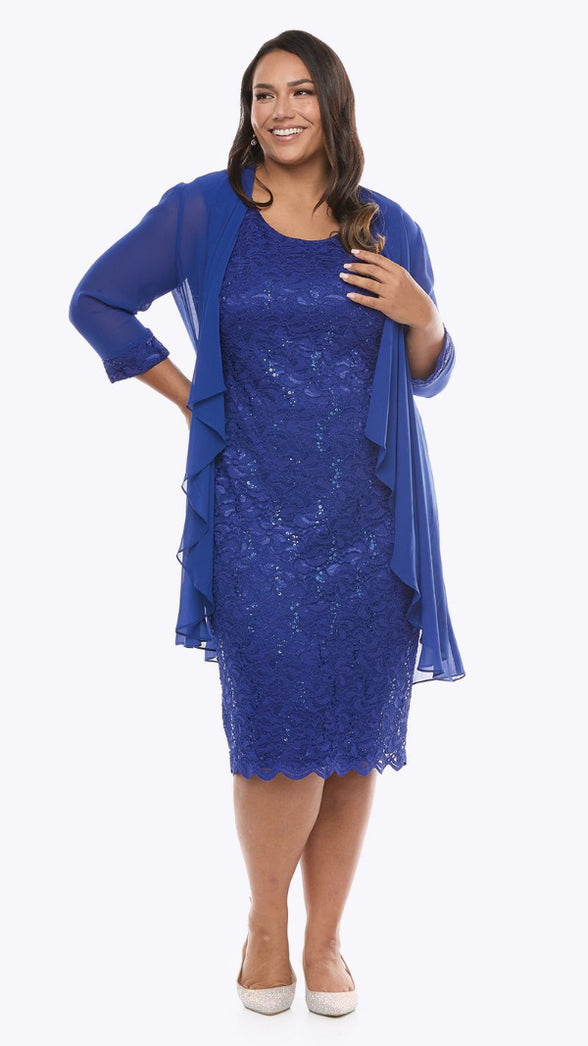Embroidered Lace Dress and Jacket Set 491