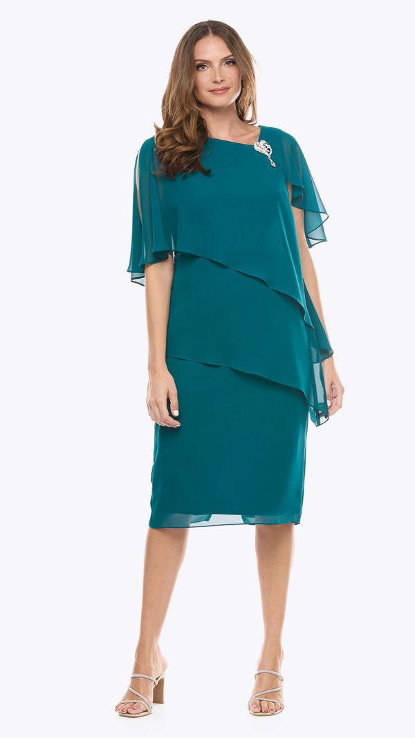 Chiffon Short Layered Dress with Diamante Trim 714