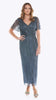 Tea Length Stretch Mesh Beaded Dress 715