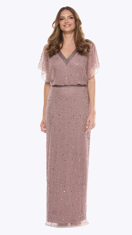 Long Beaded Blouson Style Dress