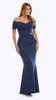 Off Shoulder Long Stretch Crepe Dress with Diamante Feature