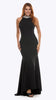 Long Stretch Crepe Dress with Diamante Neck Collar