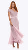 Long Cap Sleeve Beaded Dress