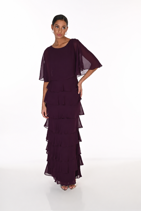 Long Tiered Chiffon Dress 856
