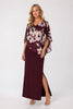 Sheath Maxi Dress with Floral Chiffon Overlay 849