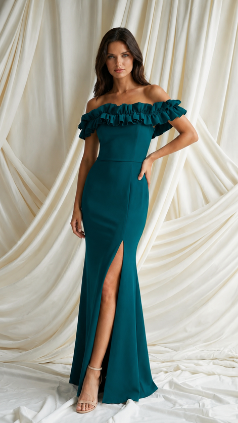 Long Stretch Crepe Gown 797