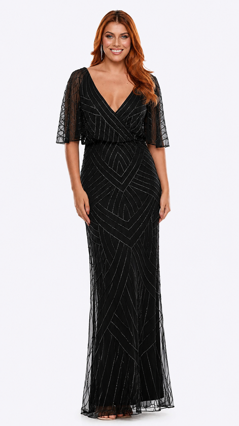Long Mesh Beaded Dress 716