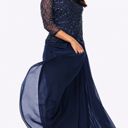 Long Chiffon Skirt with Beaded Sleeve and Bodice 377