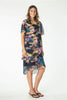 Abstract Floral Print Layered Chiffon Dress