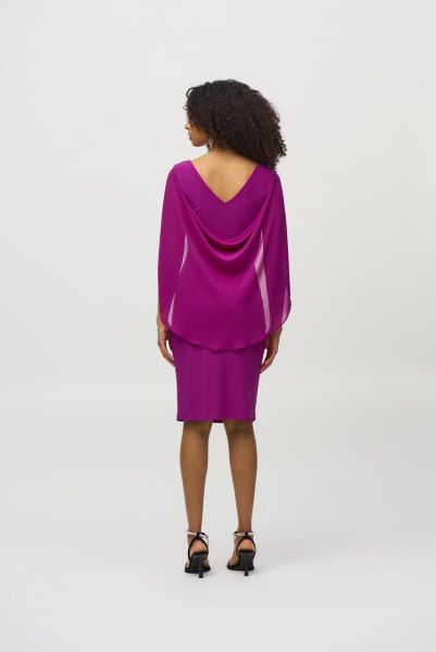 Chiffon Cape Dress with Jeweled Detail