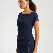 Scuba Crepe Sheath Gown With Rhinestones Piping 756