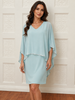 Woven Knit Dress with Chiffon Overlay 827