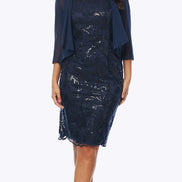 Embroidered Sequin Lace Dress with Chiffon Jacket 502