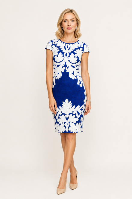 Stretch Knit Cocktail Dress with Cap Sleeves 1544